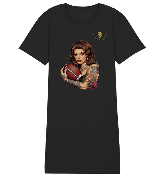 Tattooed Woman with Football Dress Shirt - Ladies Organic Shirt Dress