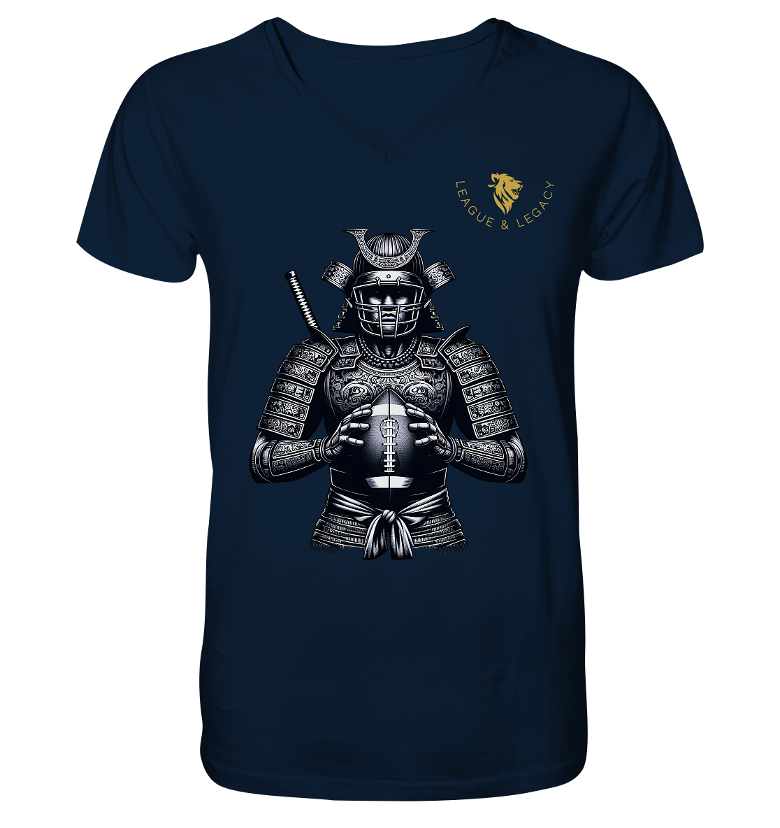 Samurai Football Player Shirt - Men's Organic V-Neck Shirt