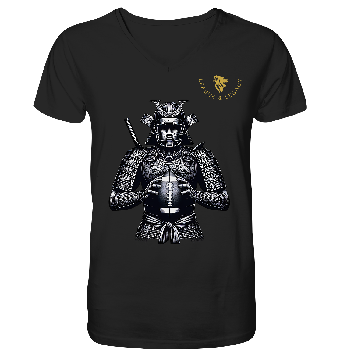 Samurai Football Player Shirt - Men's Organic V-Neck Shirt