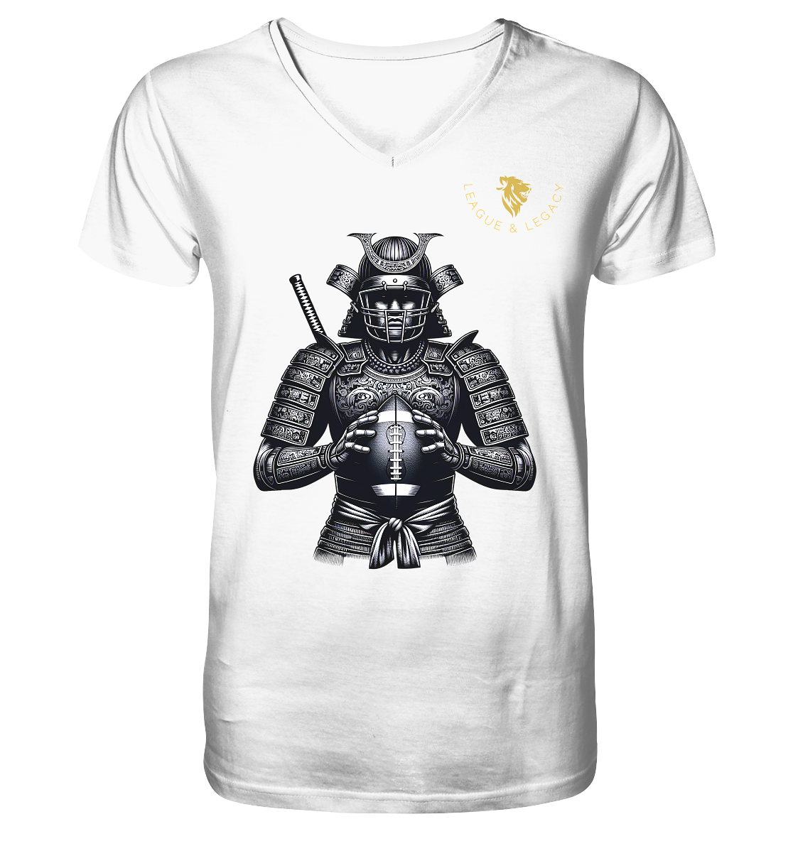 Samurai Football Player Shirt - Men's Organic V-Neck Shirt