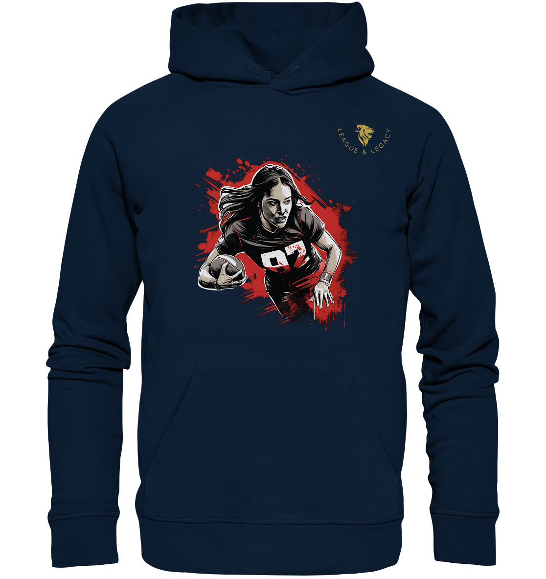 Frau mit Football Comic Style Hoodie - Organic Hoodie