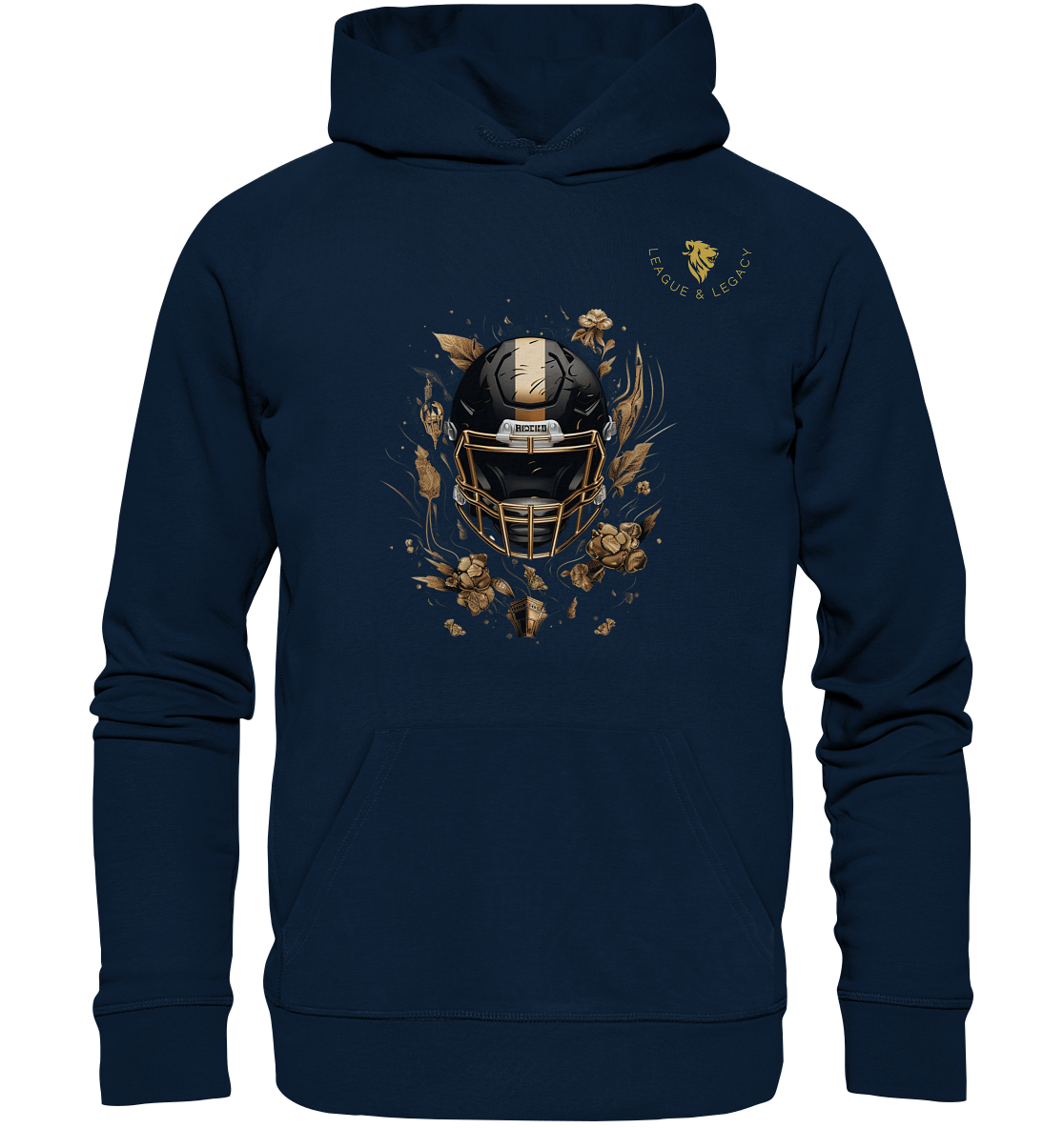 Football Helm mit Gold Hoodie - Organic Hoodie