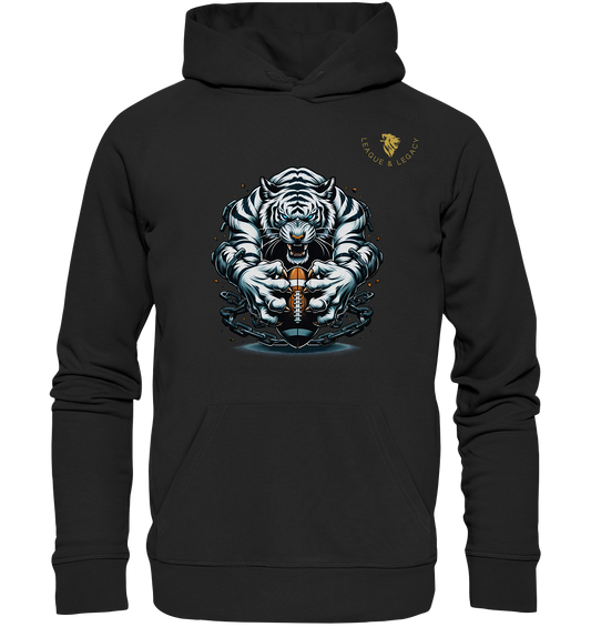 Weißer Tiger mit Football - Organic Hoodie