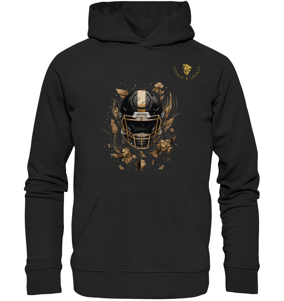 Football Helm mit Gold Hoodie - Organic Hoodie