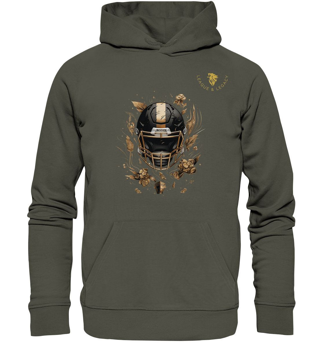 Football Helm mit Gold Hoodie - Organic Hoodie