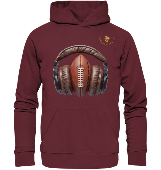 Football mit Kopfhörer - Organic Hoodie