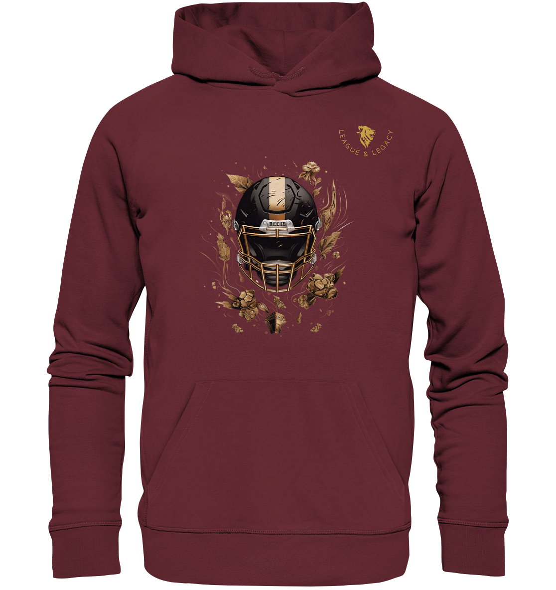 Football Helm mit Gold Hoodie - Organic Hoodie