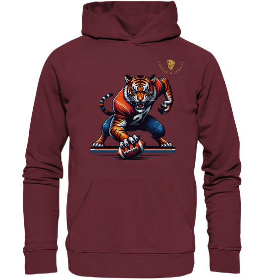 Tiger mit Football - Organic Hoodie