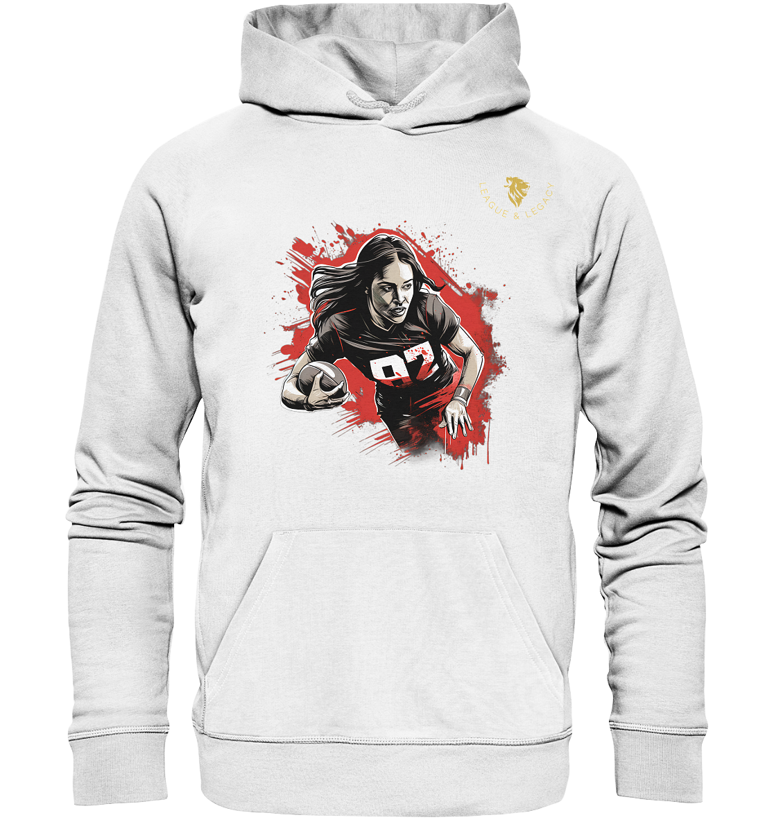 Frau mit Football Comic Style Hoodie - Organic Hoodie