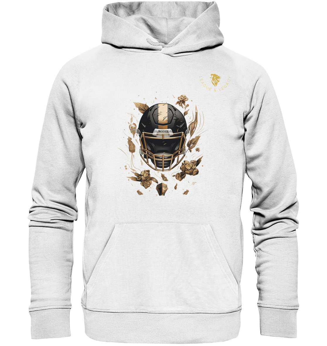 Football Helm mit Gold Hoodie - Organic Hoodie