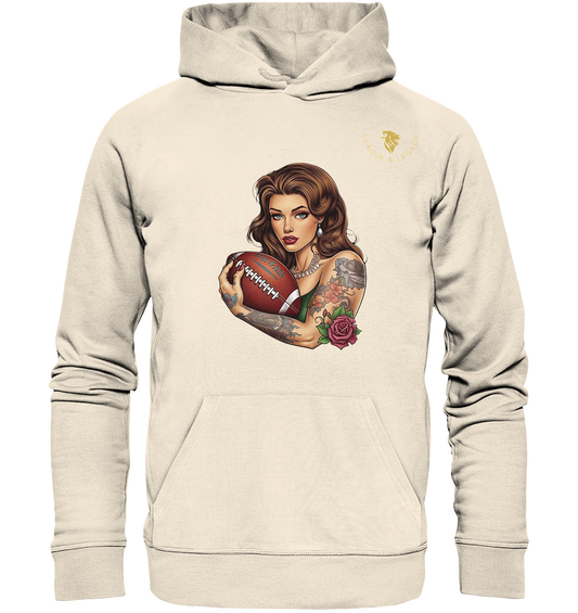 Tätowierte Frau mit Football Hoodie - Organic Hoodie