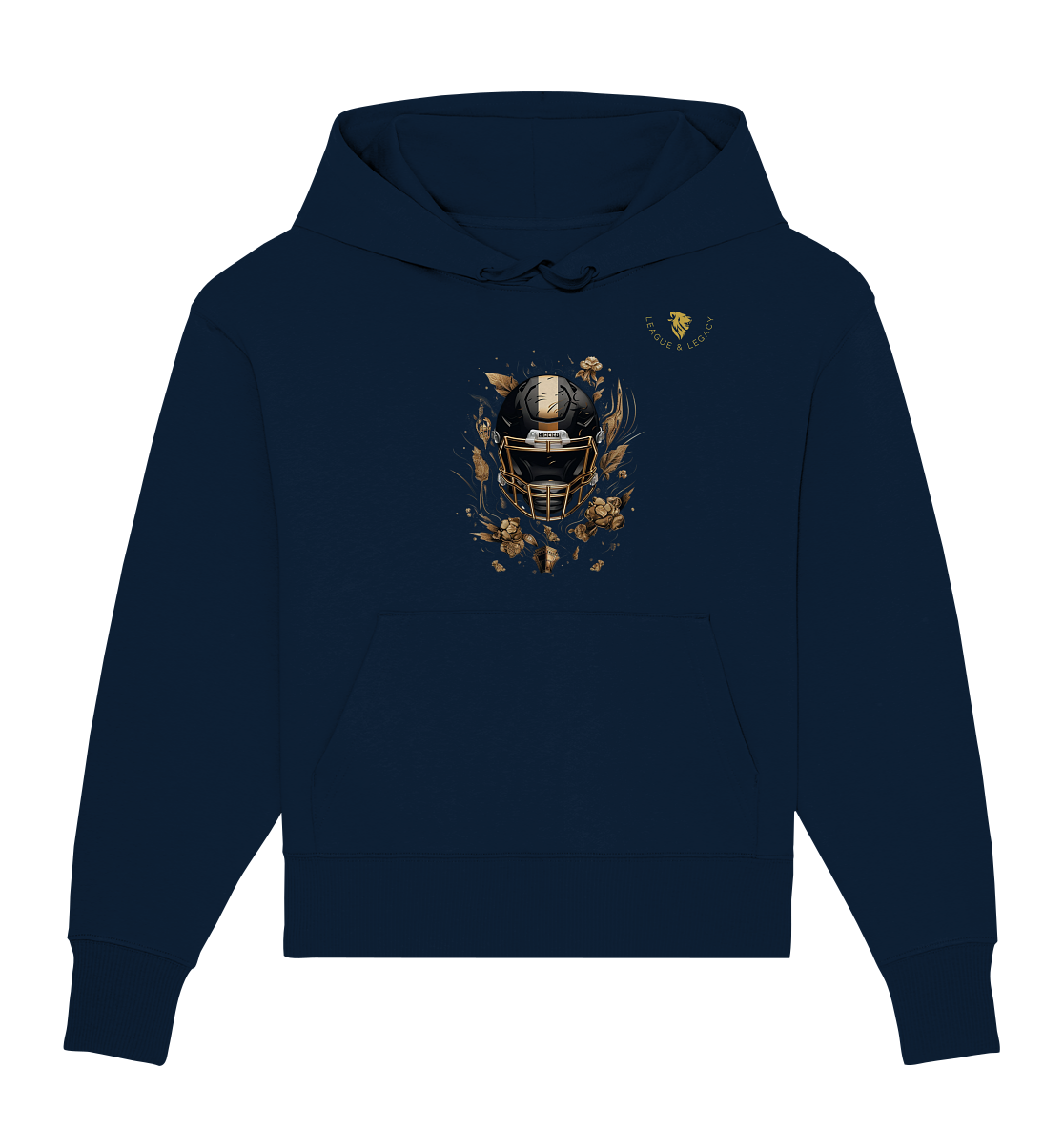 Football Helm mit Gold Oversize Hoodie - Organic Oversize Hoodie