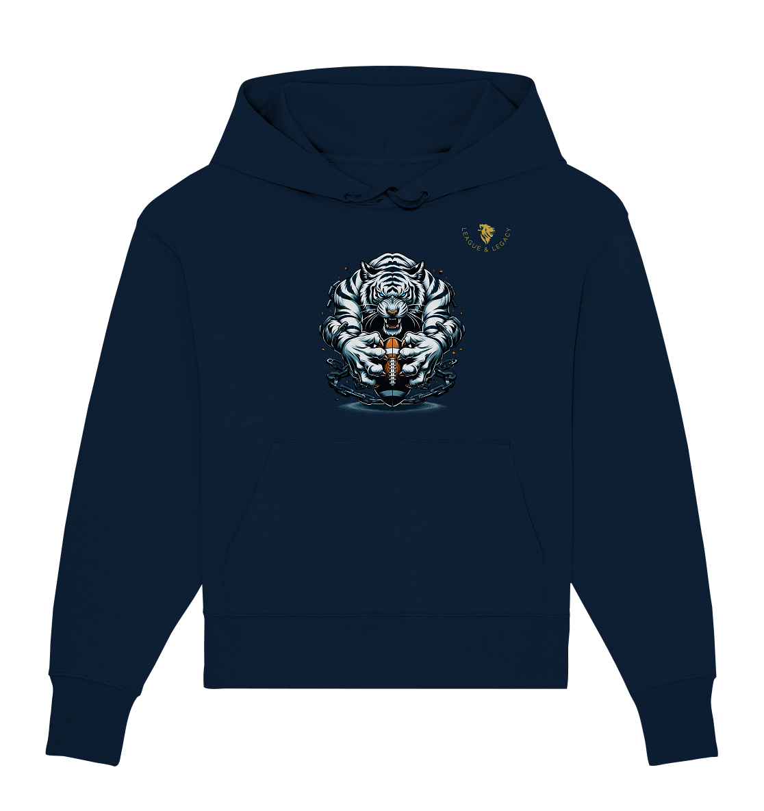 Weißer Tiger mit Football - Organic Oversize Hoodie