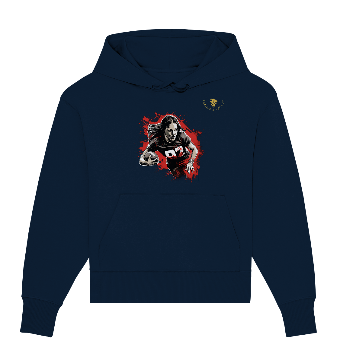 Frau mit Football Comic Style Oversize Hoodie - Organic Oversize Hoodie