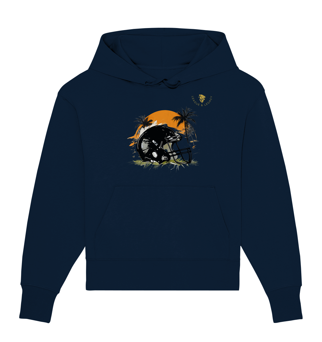 Football Helmet with Palm Trees Oversize Hoodie - Organic Oversize Hoodie