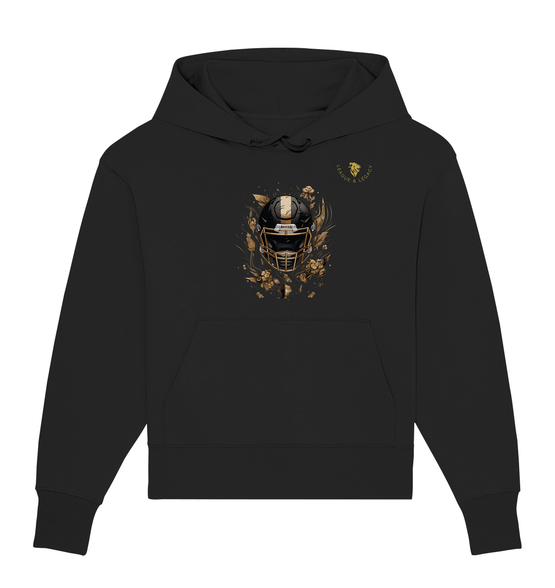 Football Helmet with Gold Oversize Hoodie - Organic Oversize Hoodie