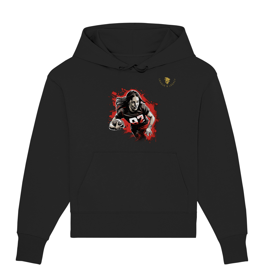 Frau mit Football Comic Style Oversize Hoodie - Organic Oversize Hoodie