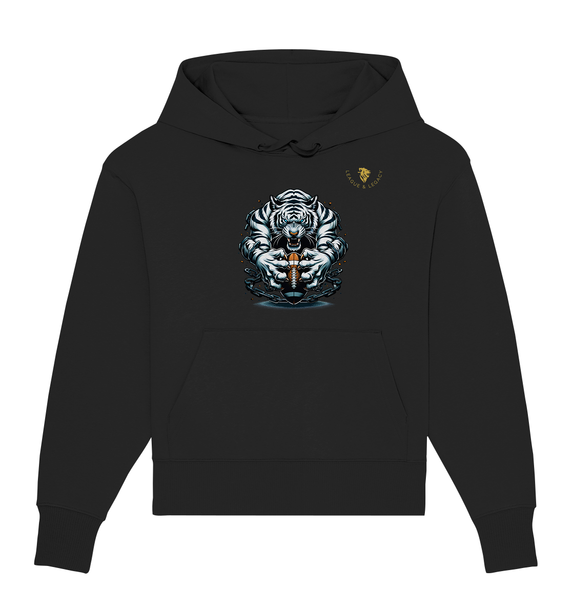 Weißer Tiger mit Football - Organic Oversize Hoodie