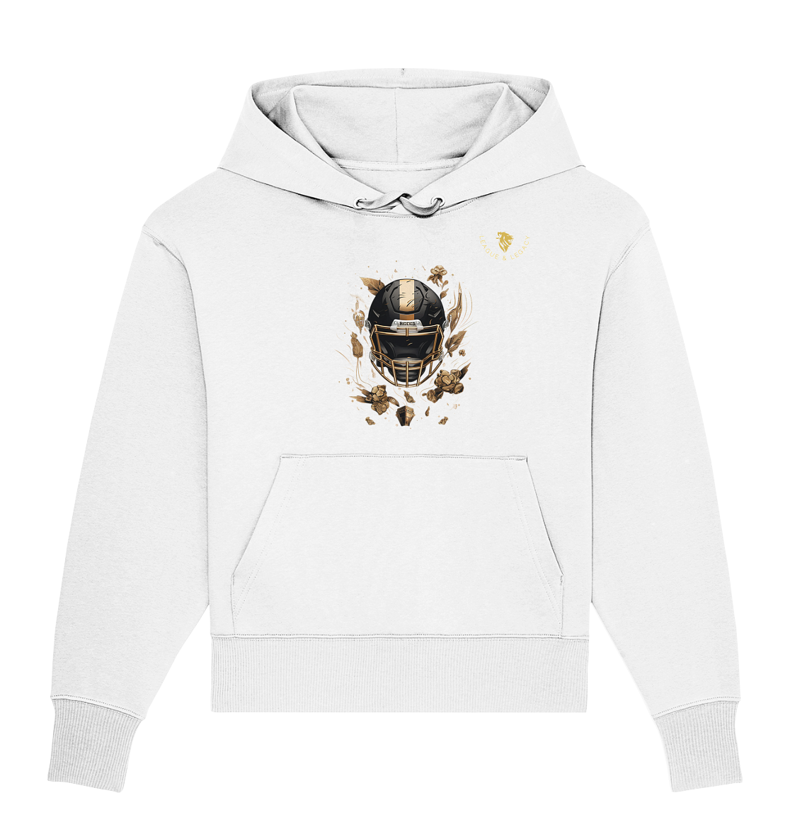 Football Helmet with Gold Oversize Hoodie - Organic Oversize Hoodie