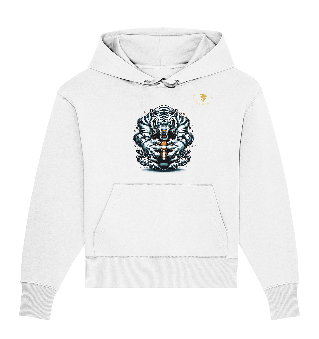 Weißer Tiger mit Football - Organic Oversize Hoodie