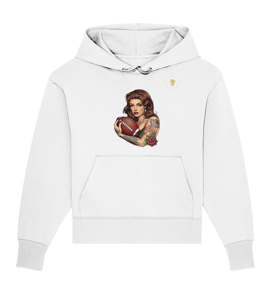 Tattooed Woman with Football Oversize Hoodie - Organic Oversize Hoodie