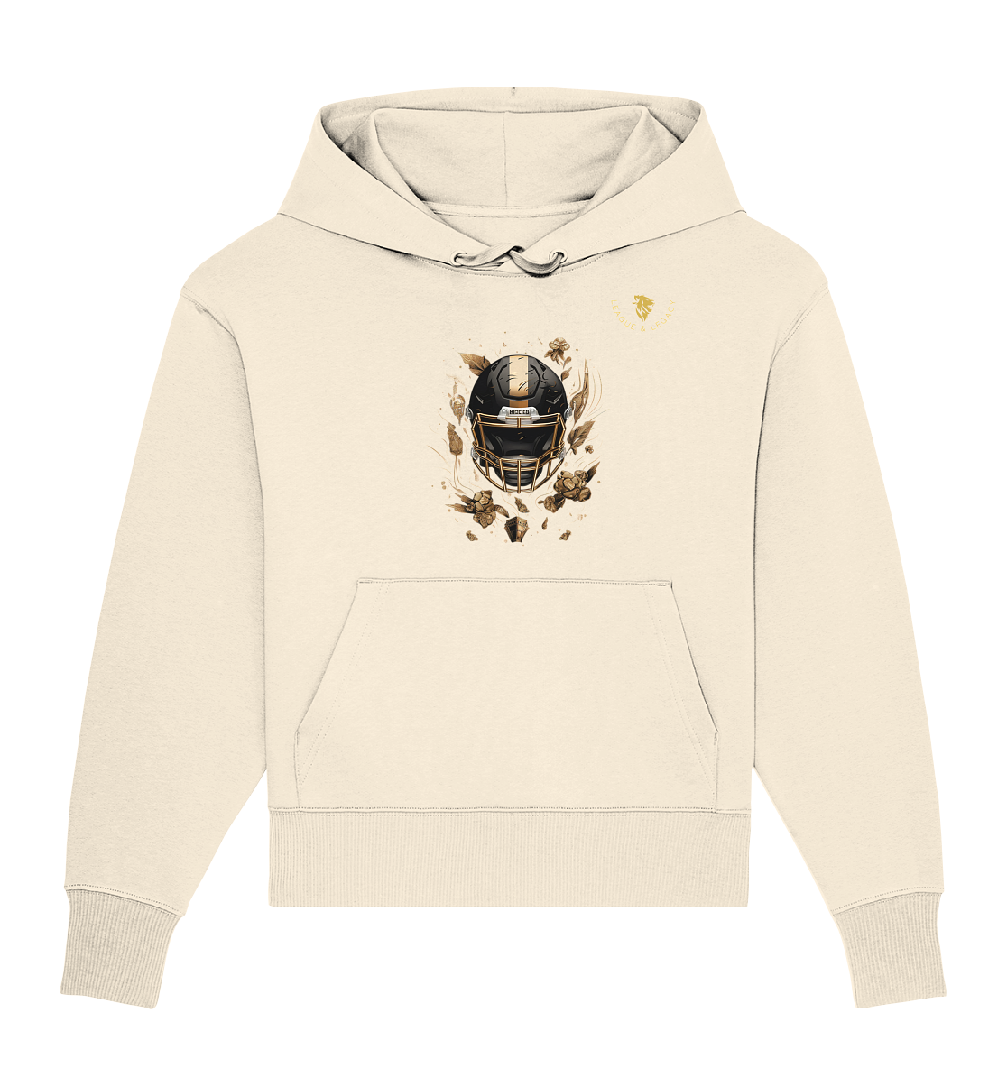 Football Helm mit Gold Oversize Hoodie - Organic Oversize Hoodie