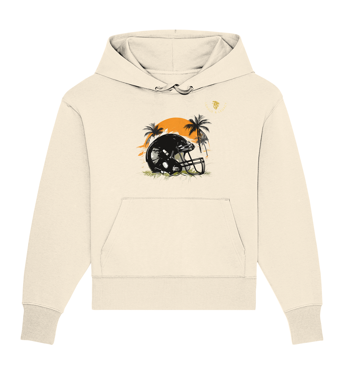 Football Helmet with Palm Trees Oversize Hoodie - Organic Oversize Hoodie