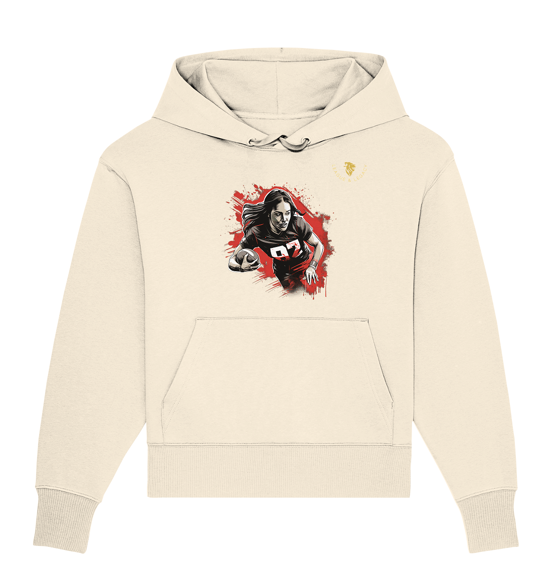 Frau mit Football Comic Style Oversize Hoodie - Organic Oversize Hoodie