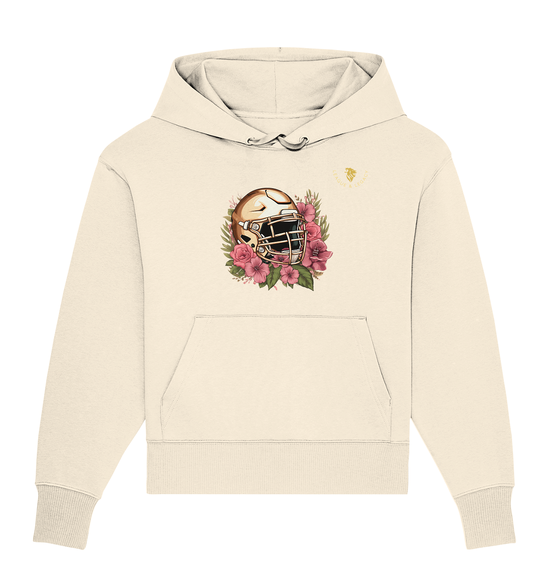 Damen Helm mit Blumen Oversize Hoodie - Organic Oversize Hoodie