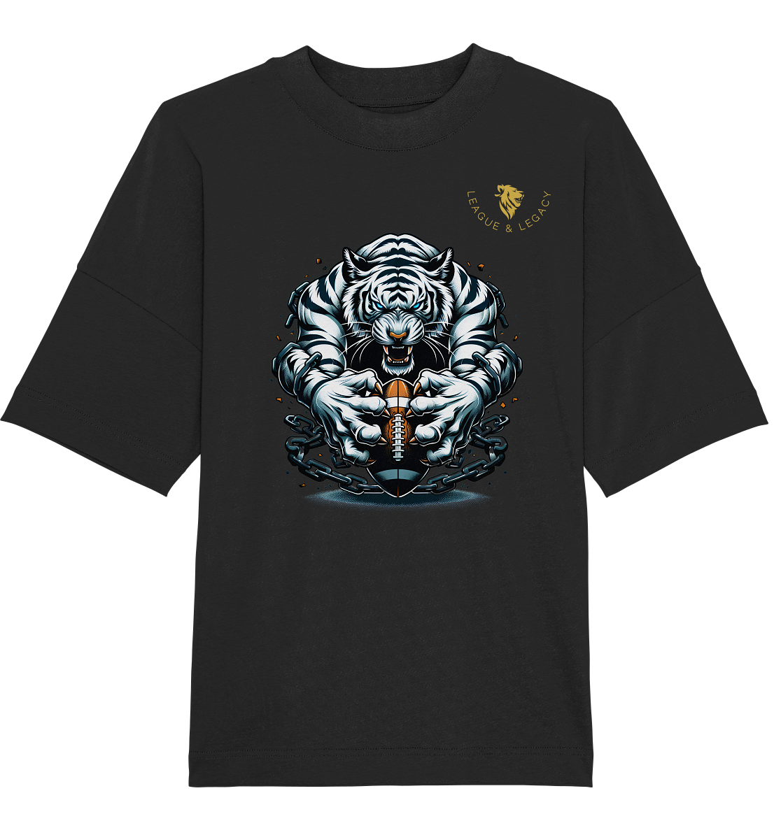 Weißer Tiger mit Football - Organic Oversize Shirt