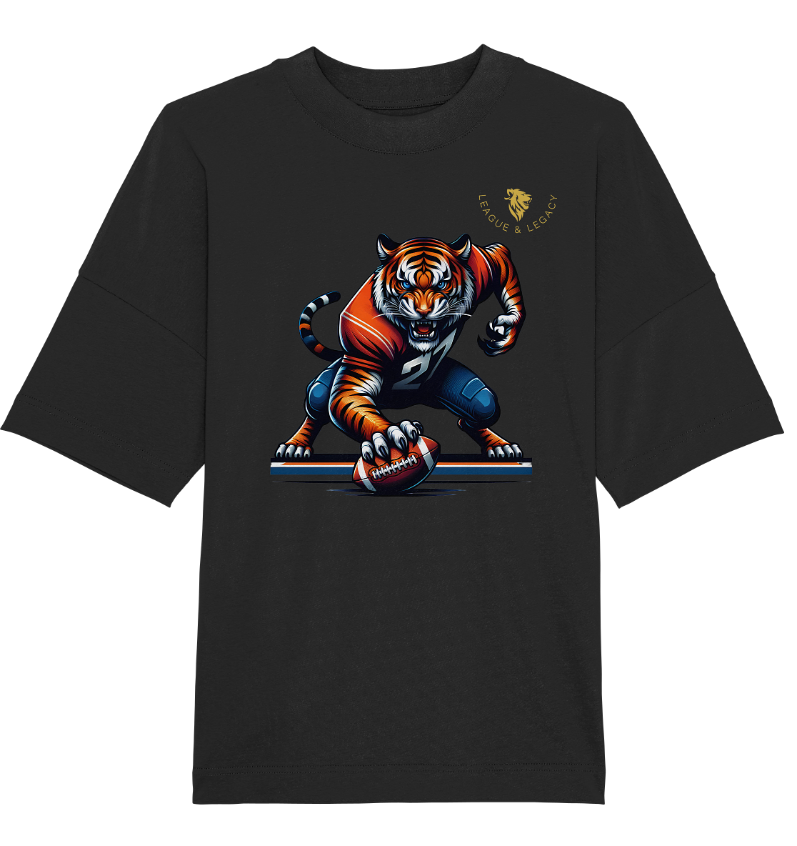 Tiger mit Football - Organic Oversize Shirt