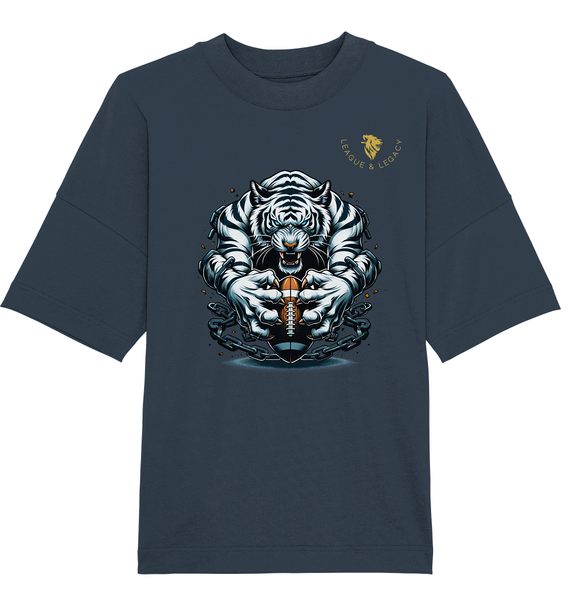 Weißer Tiger mit Football - Organic Oversize Shirt