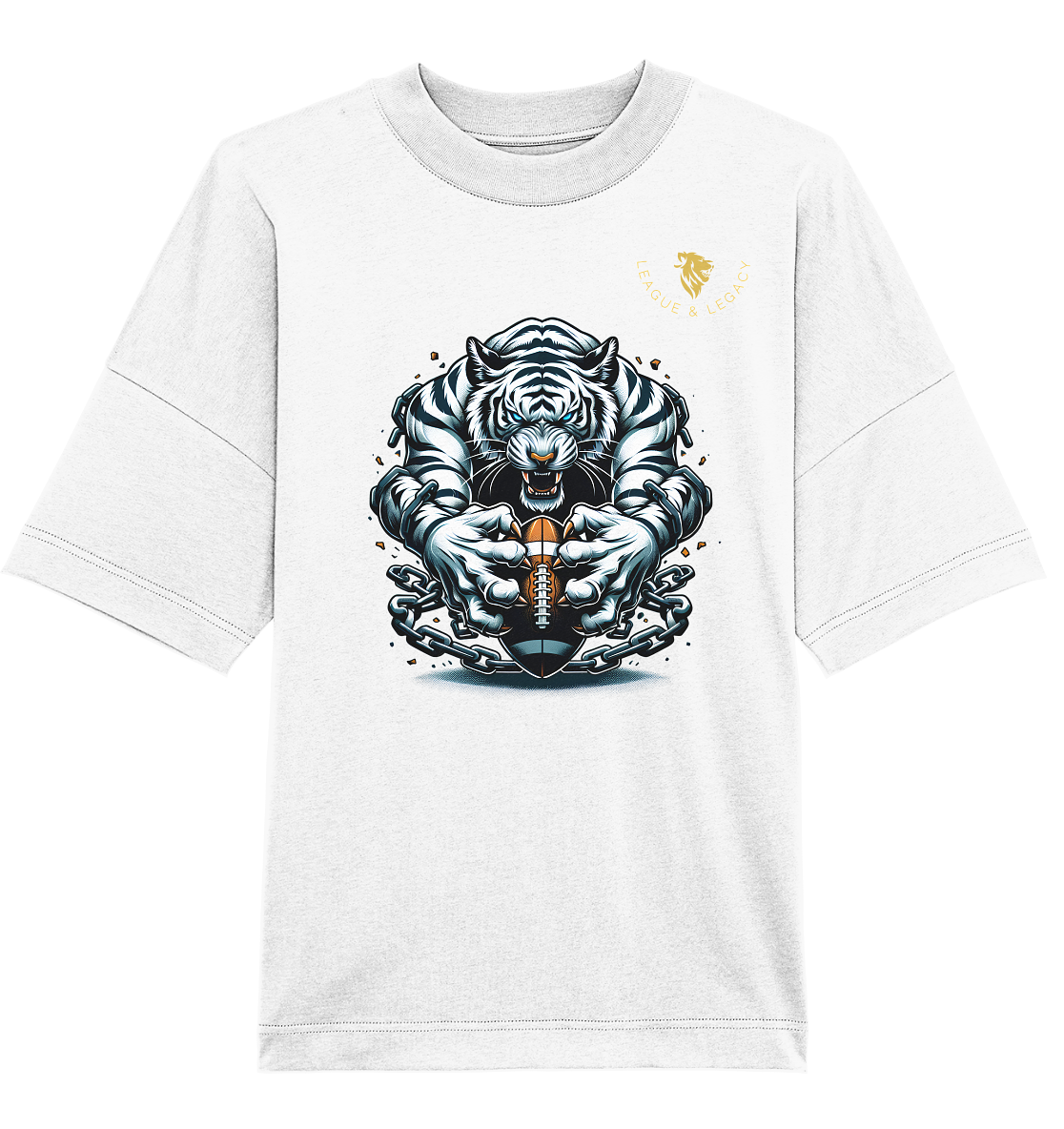 Weißer Tiger mit Football - Organic Oversize Shirt