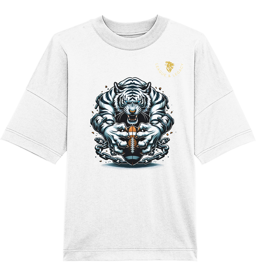 Weißer Tiger mit Football - Organic Oversize Shirt