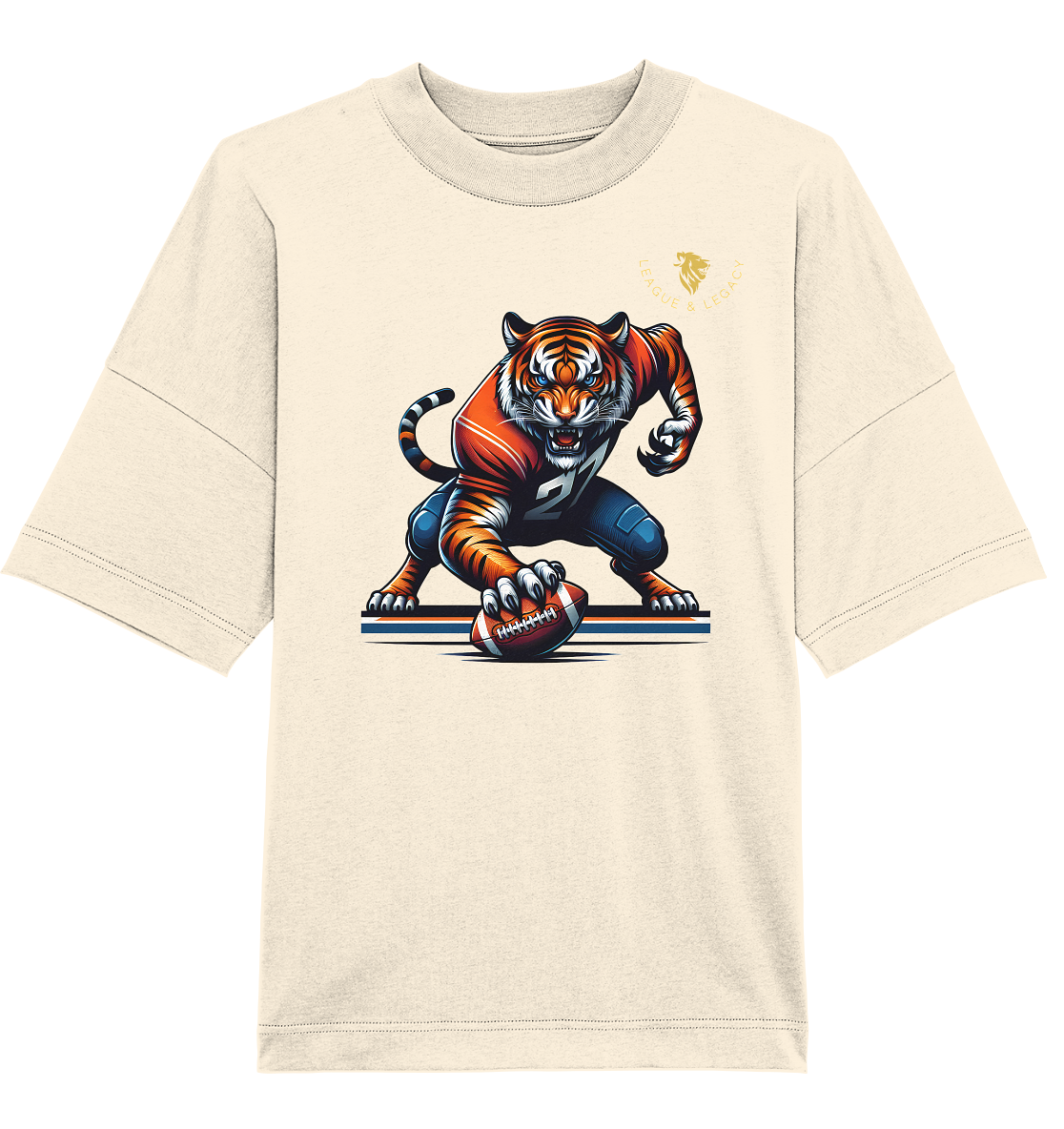 Tiger mit Football - Organic Oversize Shirt