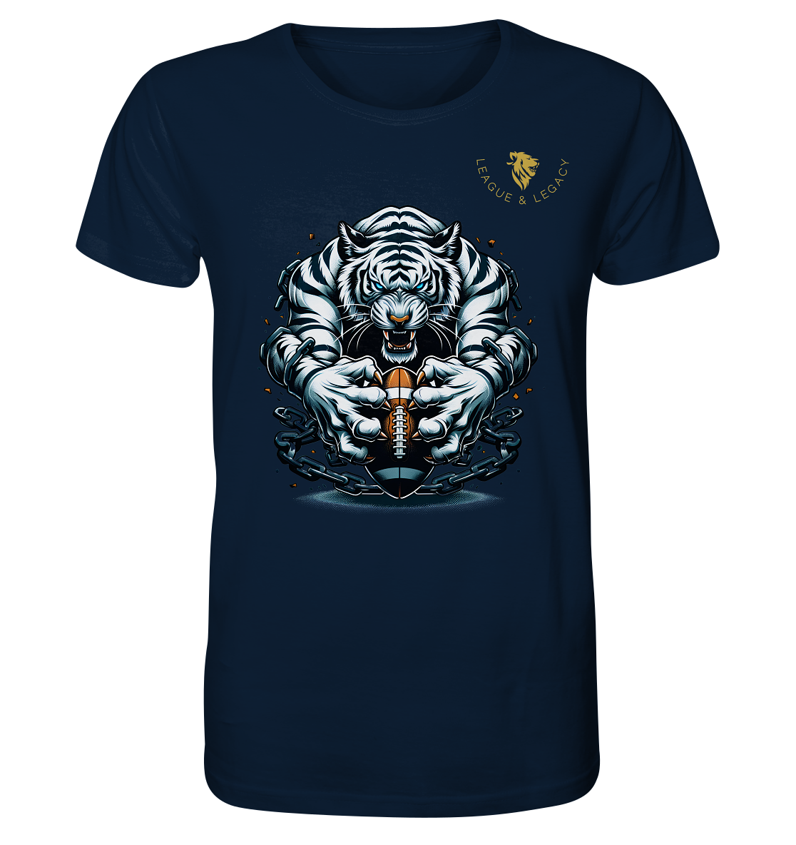 Weißer Tiger mit Football - Organic Shirt