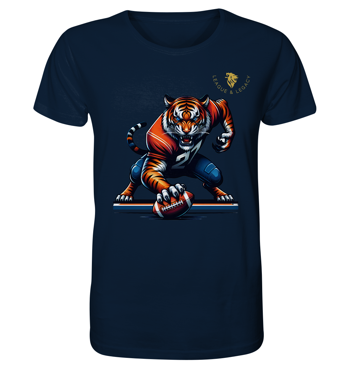 Tiger mit Football - Organic Shirt