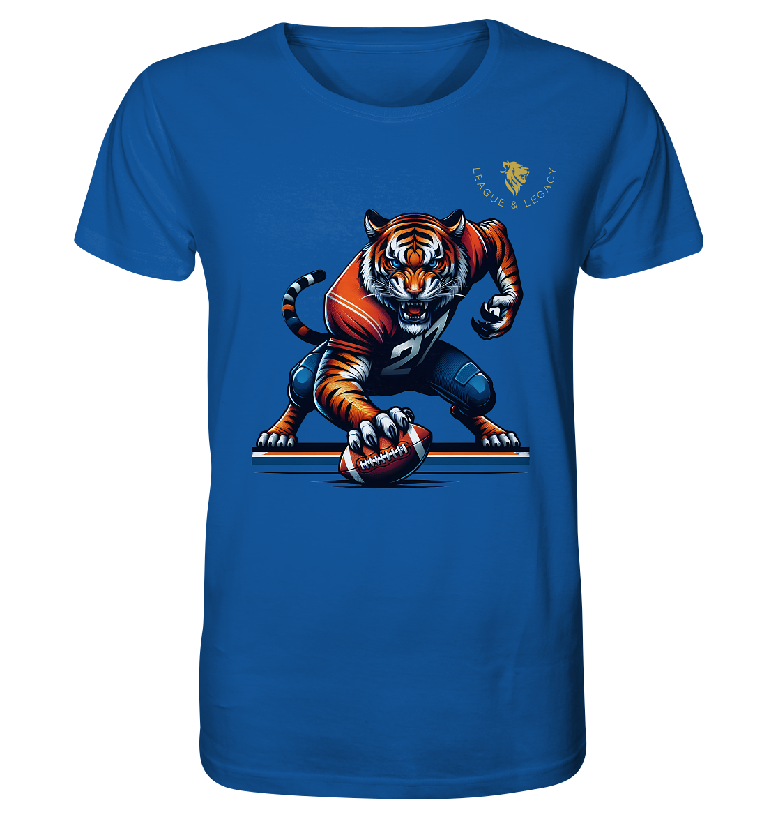 Tiger mit Football - Organic Shirt