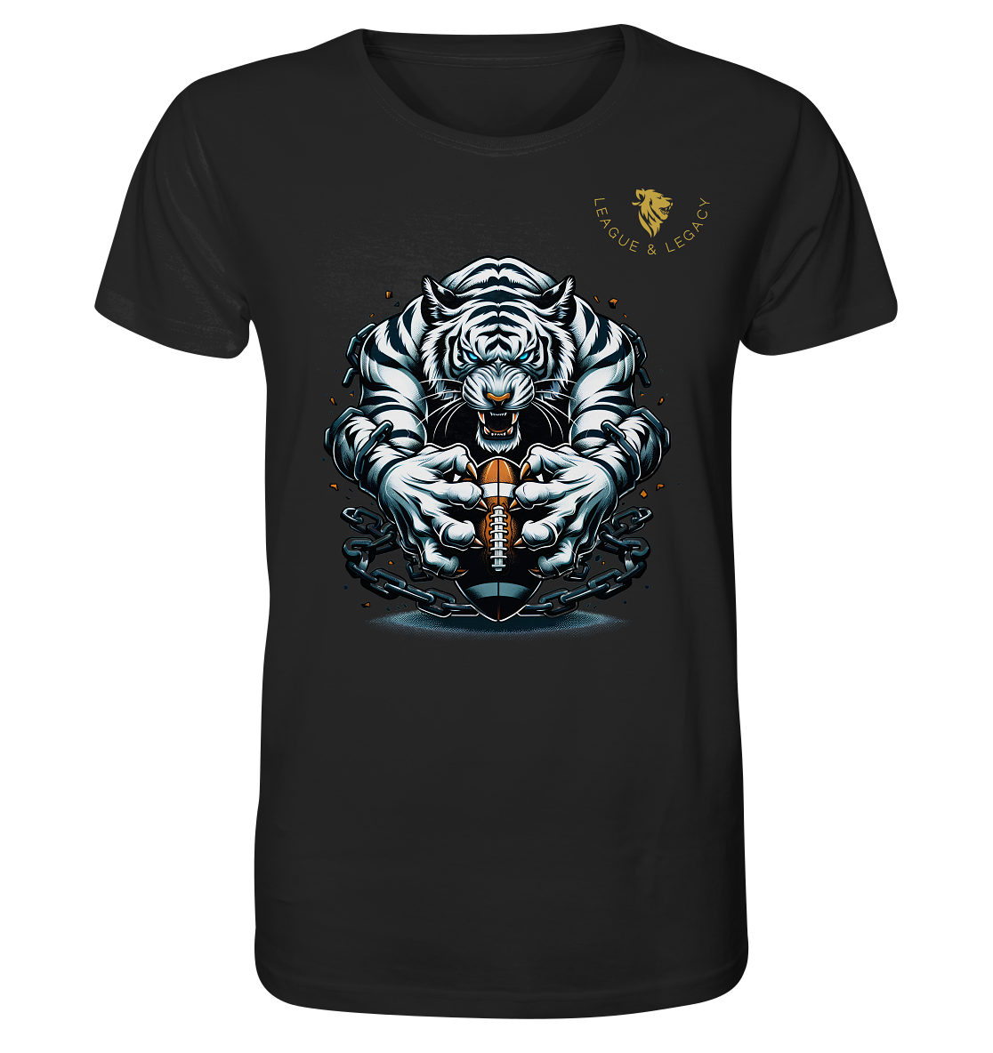 Weißer Tiger mit Football - Organic Shirt