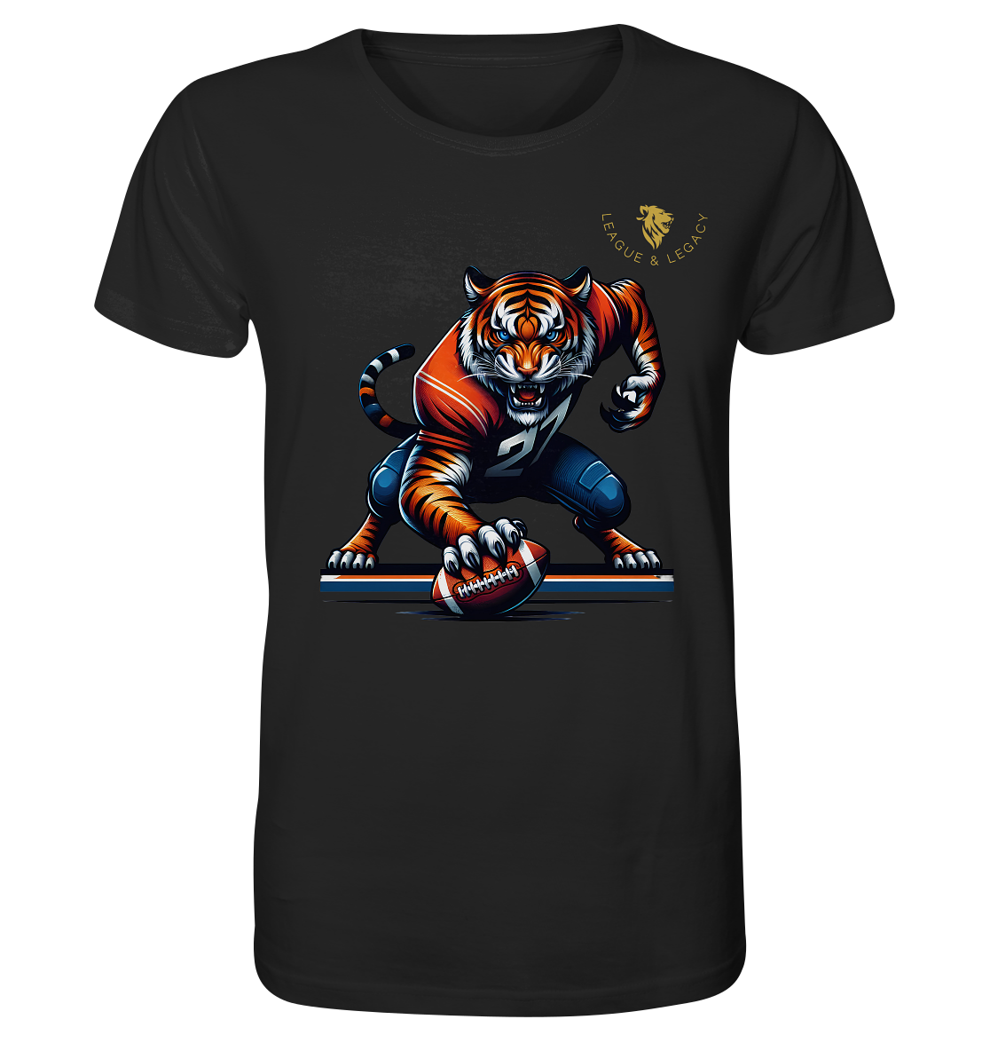 Tiger mit Football - Organic Shirt