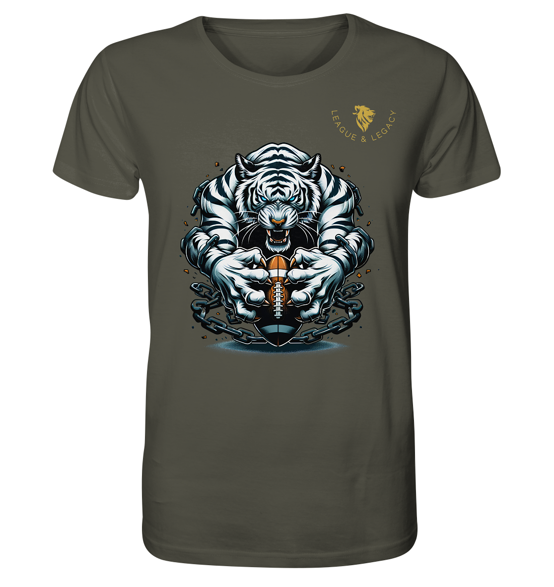 Weißer Tiger mit Football - Organic Shirt