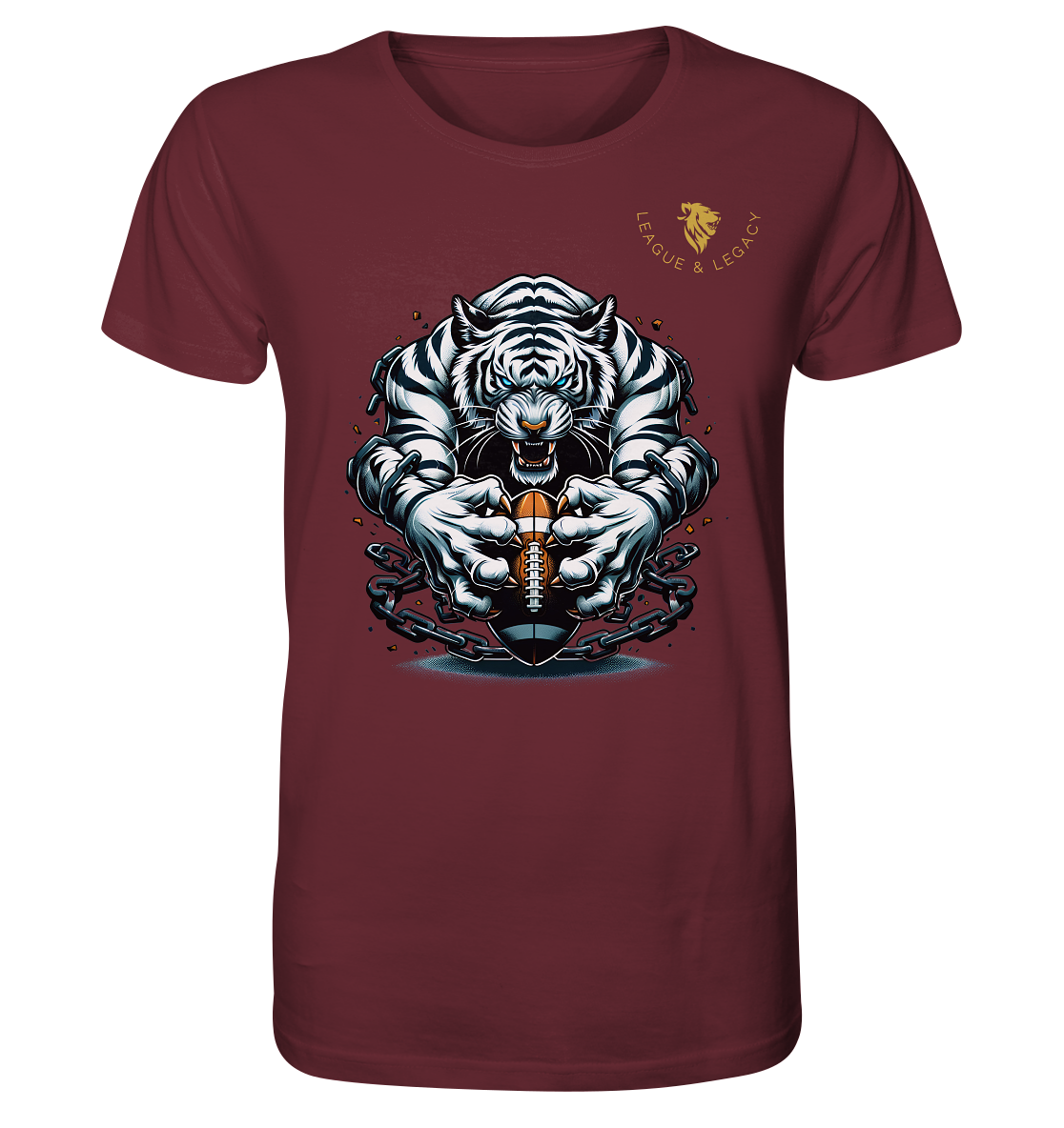 Weißer Tiger mit Football - Organic Shirt