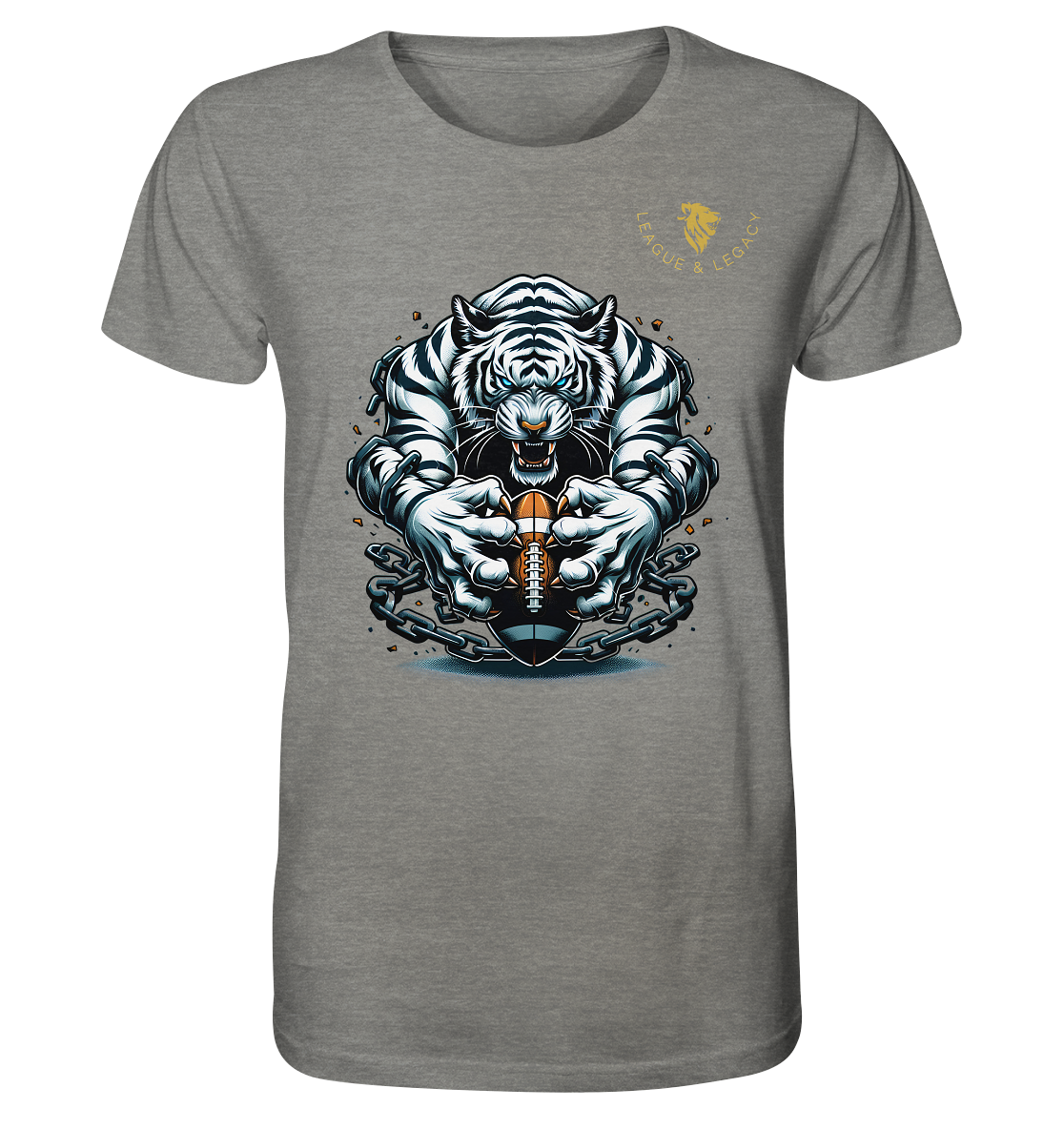 Weißer Tiger mit Football - Organic Shirt