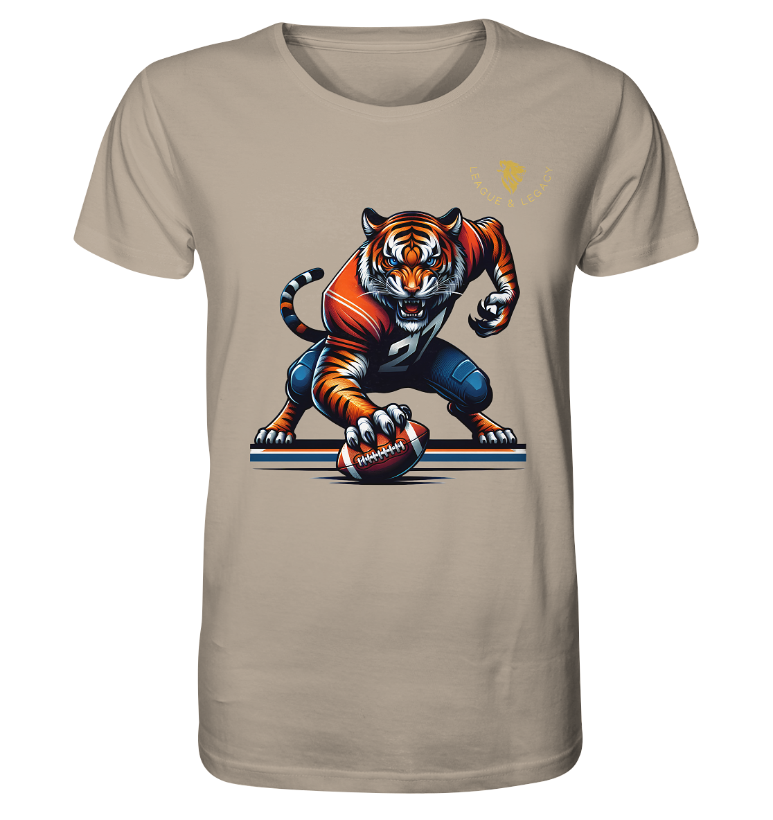 Tiger mit Football - Organic Shirt