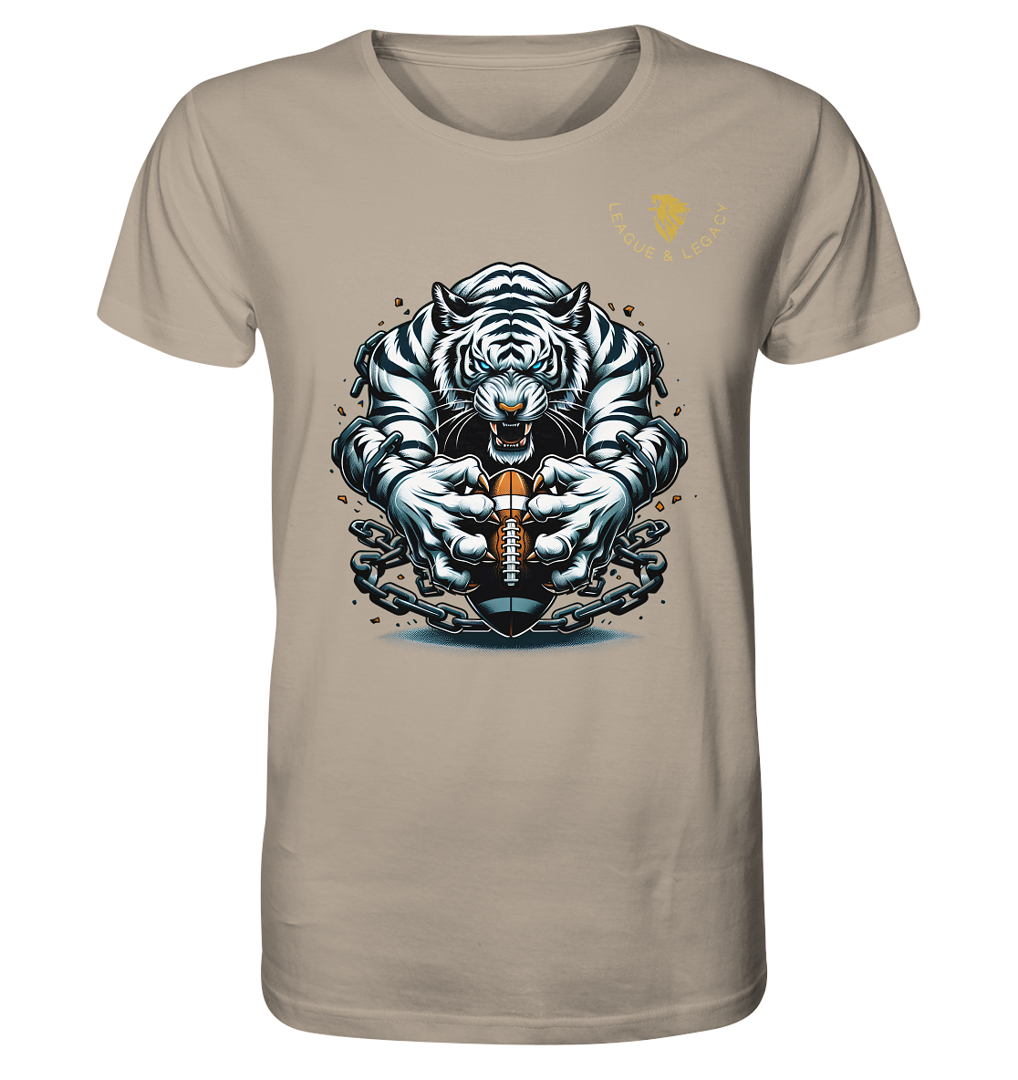 Weißer Tiger mit Football - Organic Shirt