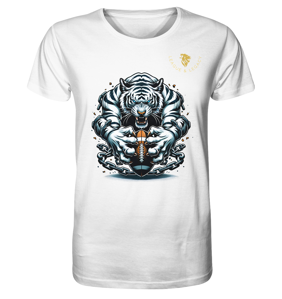 Weißer Tiger mit Football - Organic Shirt