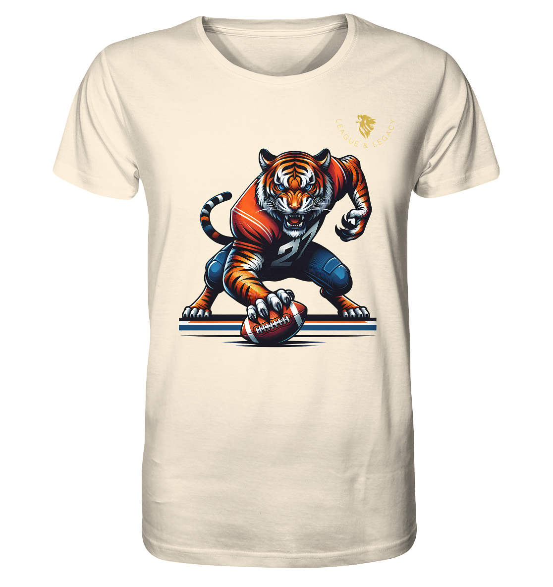 Tiger mit Football - Organic Shirt